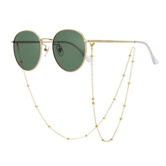 Classic Retro Sunnies with Chain Green Lens main image 2